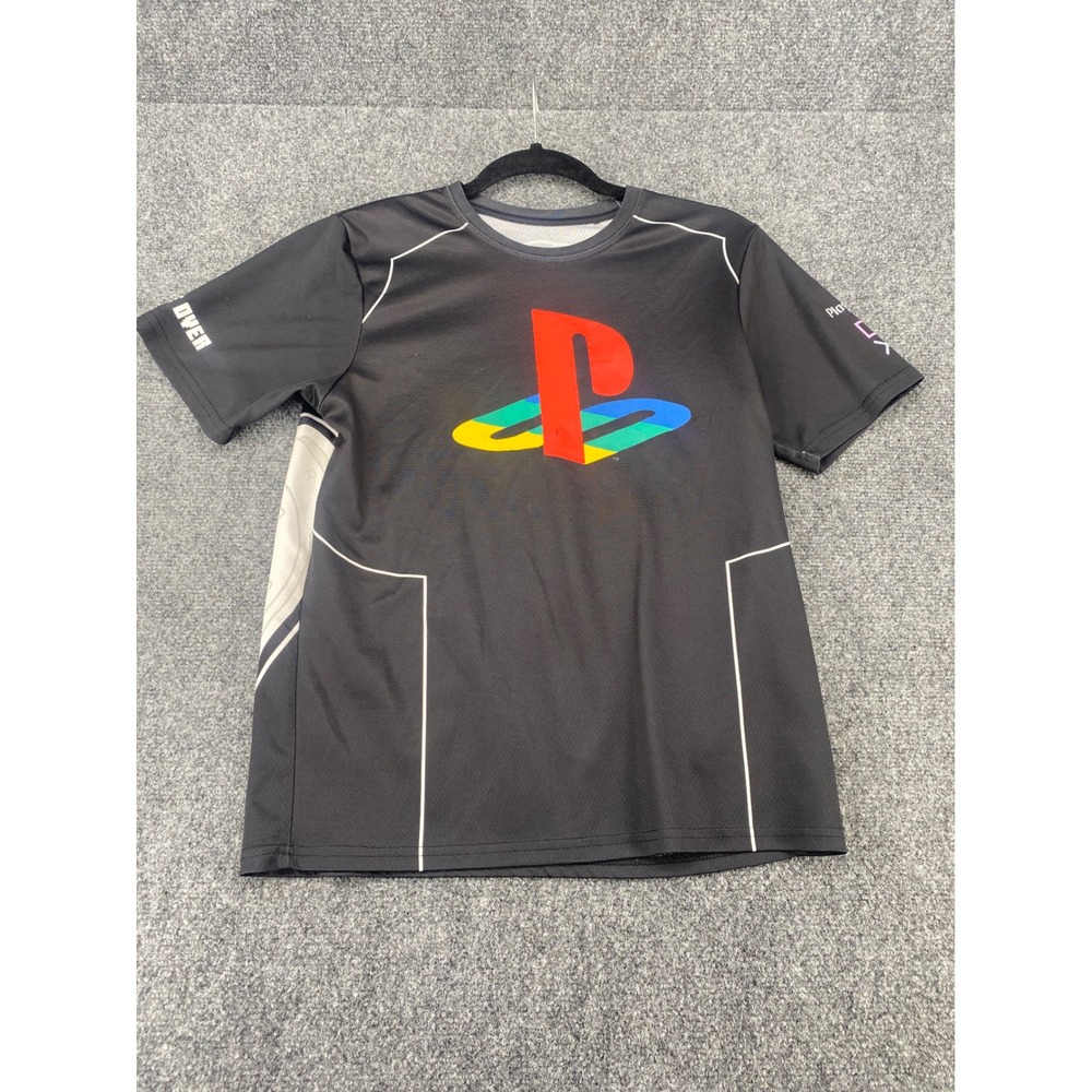 PlayStation Graphic T-Shirt Mens Small Black Controller Logo Game Over Tee